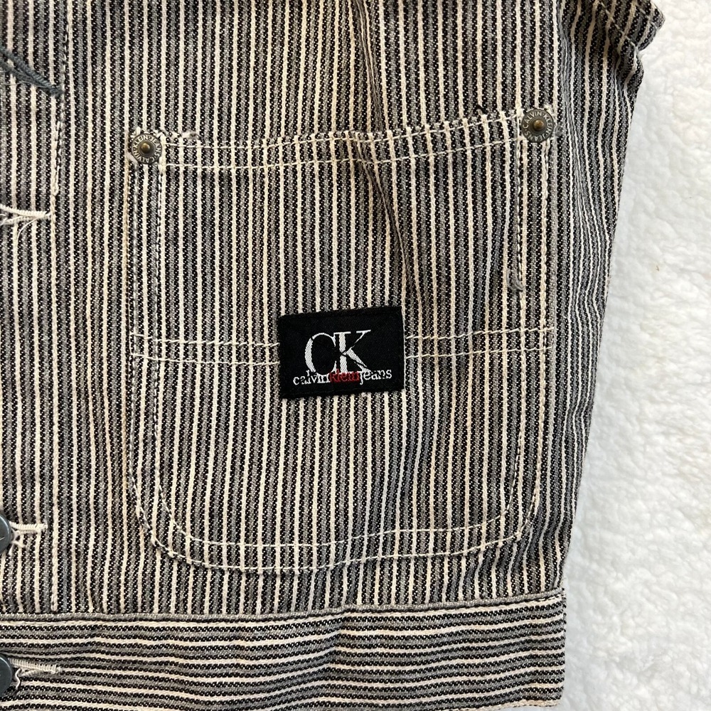 Calvin Klein Jeans Pinstripe Denim Vest Women's Size M‎ Trucker Style Sleeveless - Picture 6 of 12